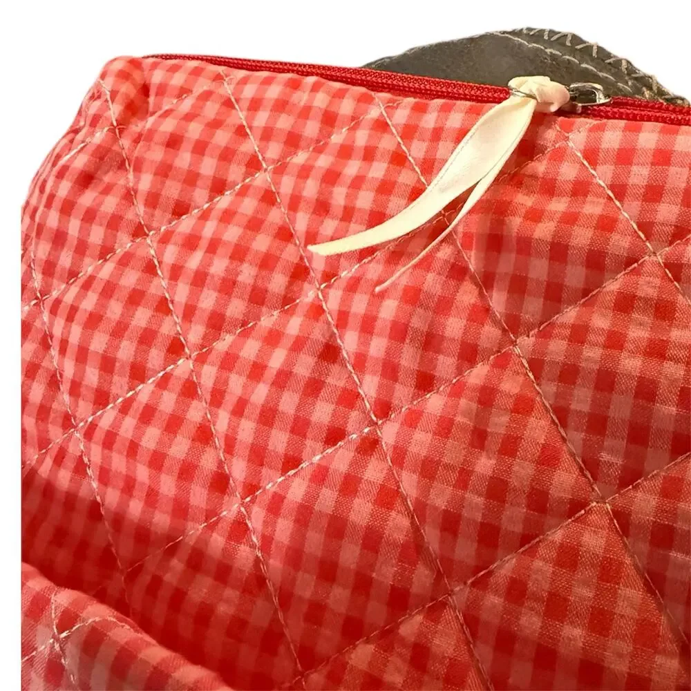 Retro Plaid Ladies Cosmetic Bag Quilted Cotton Women's Travel Storage Bags